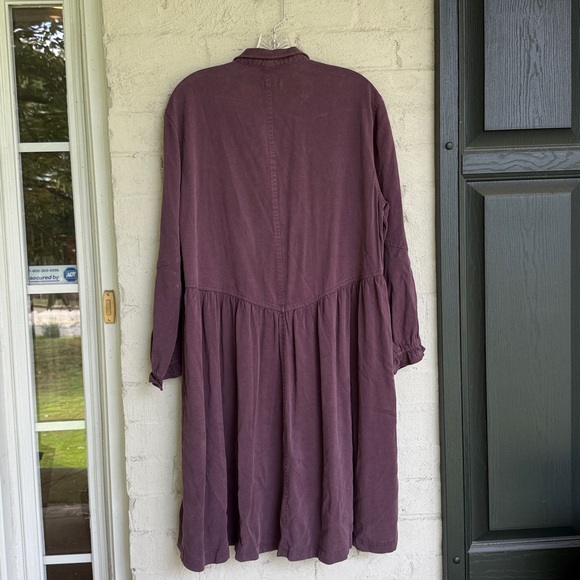Sundance Eggplant Long Sleeve Midi Button Down Dress Size Medium - Picture 6 of 11
